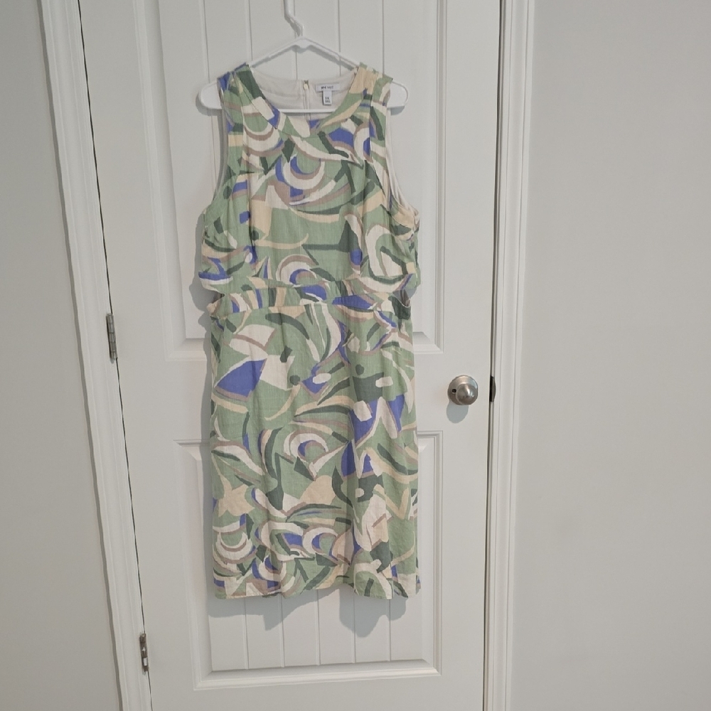 Nine West Green and Purple Halter Sheath Midi Dress